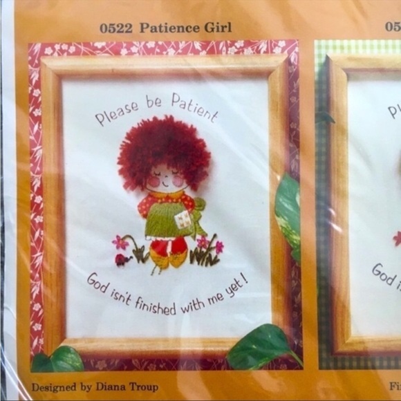THE CREATIVE CIRCLE Stitchery Kit Patience Girl Wall Hanging - Picture 2 of 4